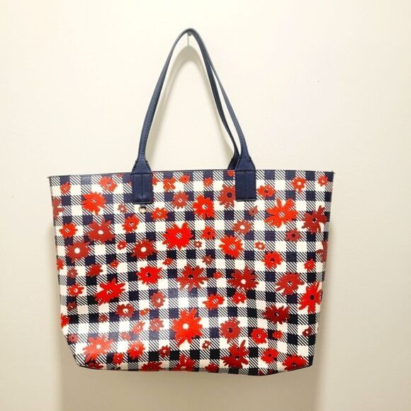 Tommy Hilfiger Talia Daisy Red White Blue Reversible Tote 18 x 12 - Picture 1 of 8